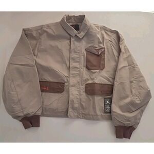 Air Jordan Paris Saint-Germain Jacket Cropped Womens M Tan Oversized Streetwear